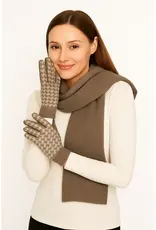 Houndstooth Knit Touch Gloves - Beige