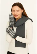 Houndstooth Knit Touch Gloves - Gray