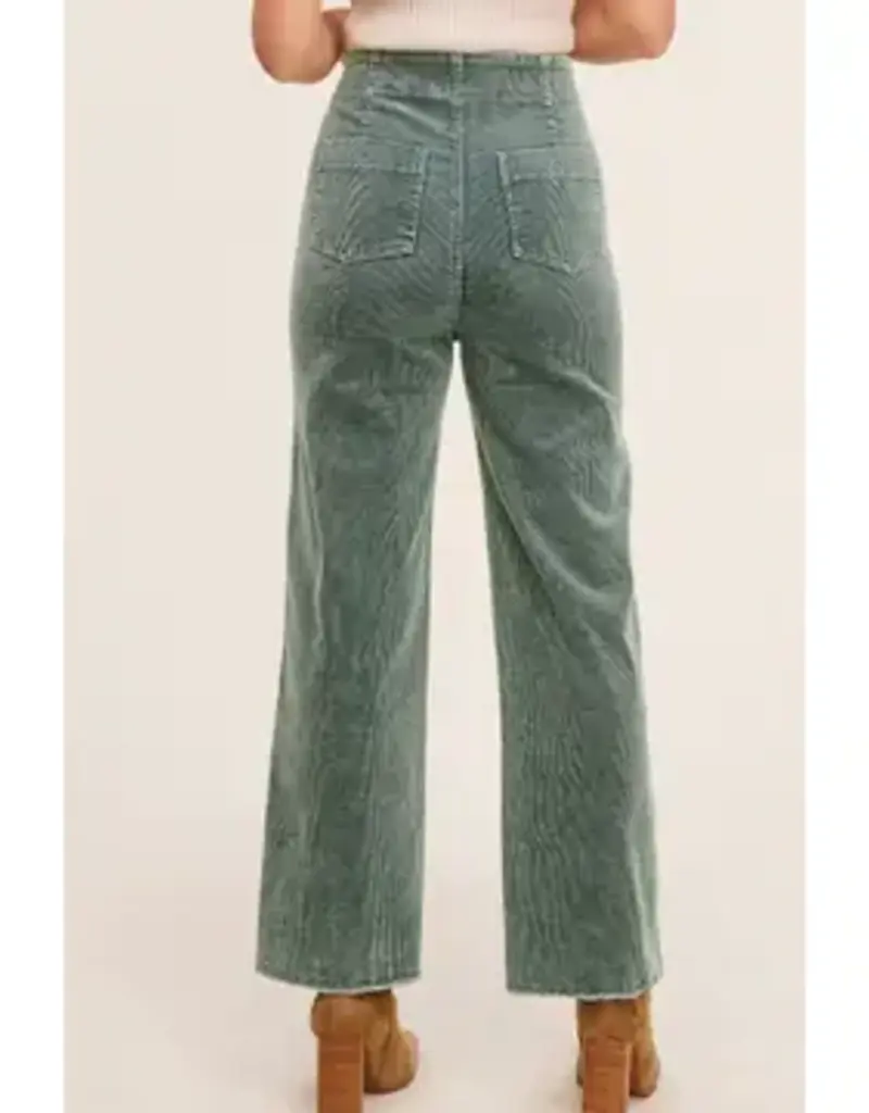 HR Mineral Washed Wide Leg Corduroy Pant
