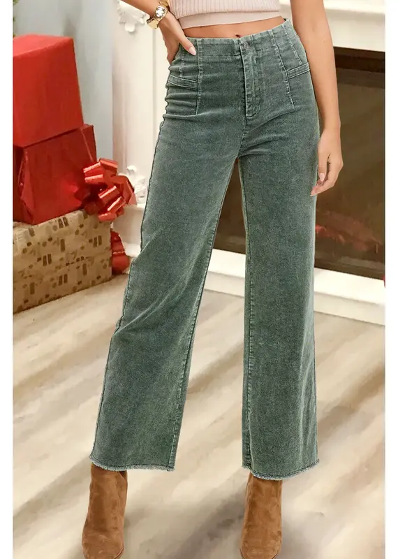 HR Mineral Washed Wide Leg Corduroy Pant