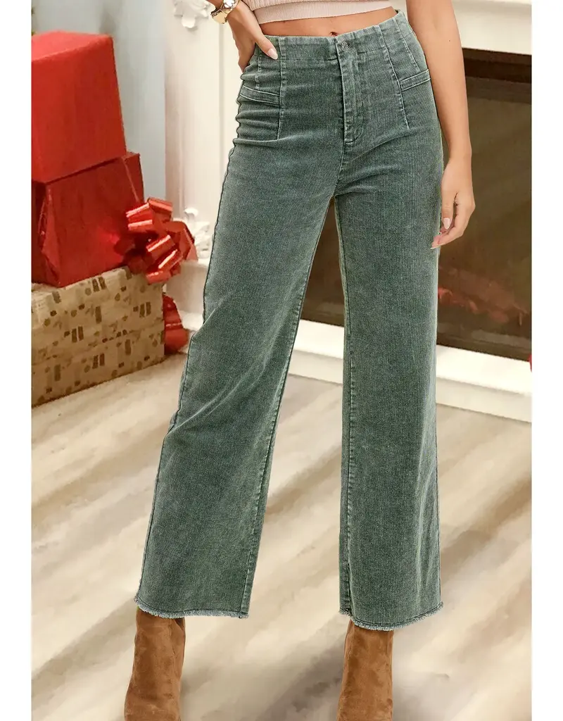 HR Mineral Washed Wide Leg Corduroy Pant