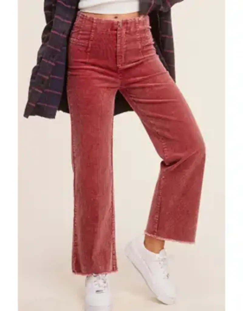 HR Mineral Washed Wide Leg Corduroy Pant
