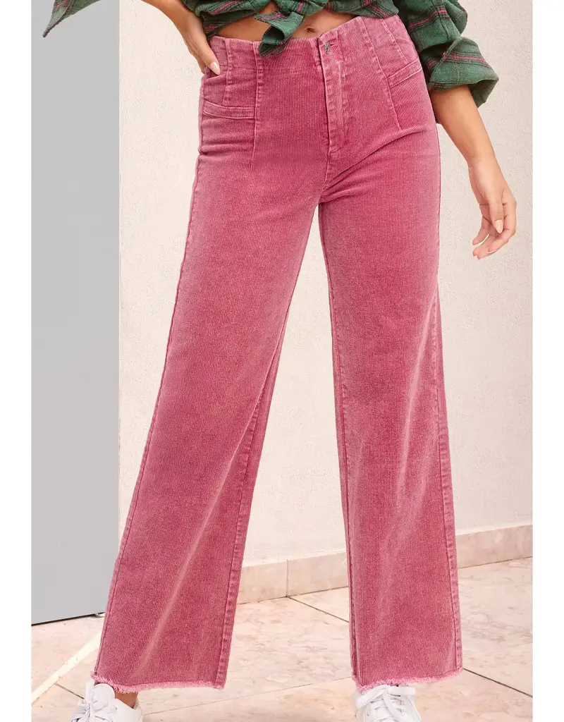 HR Mineral Washed Wide Leg Corduroy Pant