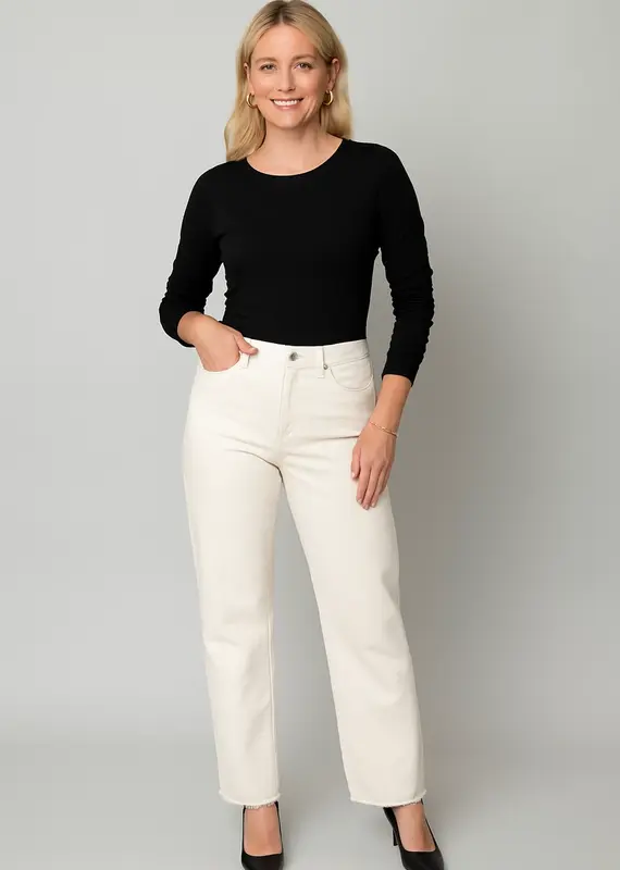 Wide Leg Fray Hem Jean