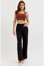 HR Wide Leg with Self High Cuffed Hem Jean
