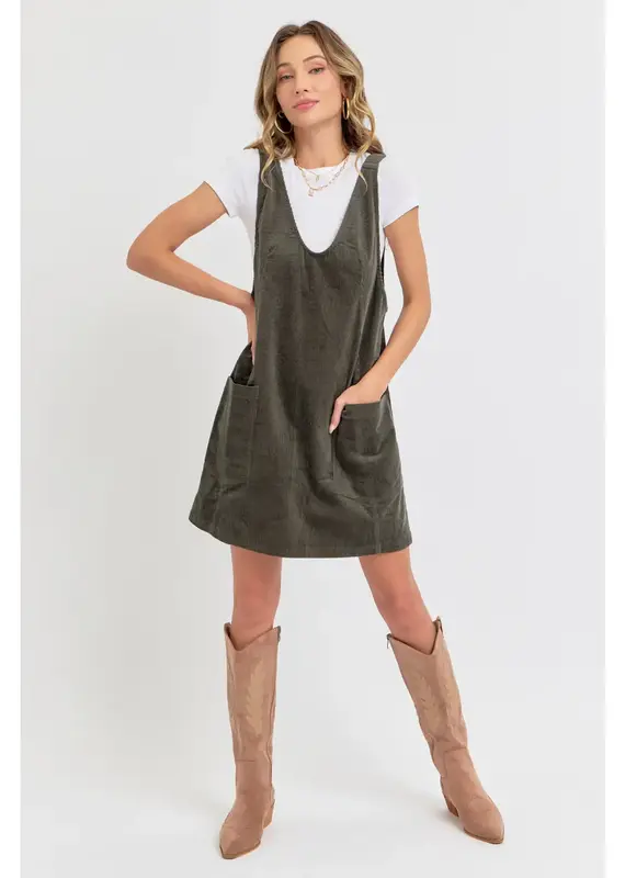 Casual Overall Corduroy Dress