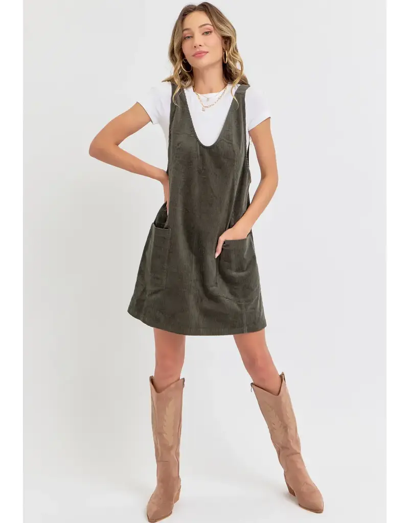 Casual Overall Corduroy Dress
