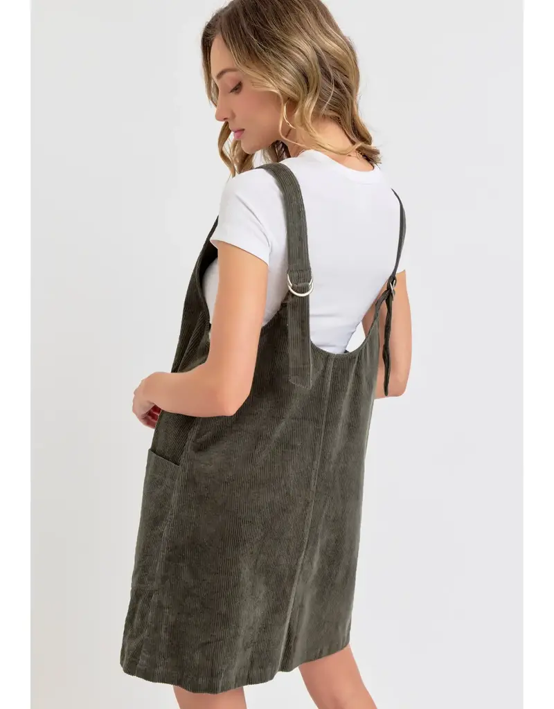 Casual Overall Corduroy Dress
