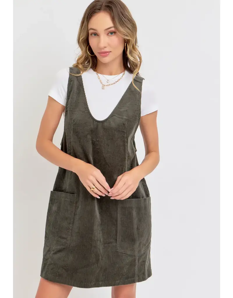 Casual Overall Corduroy Dress