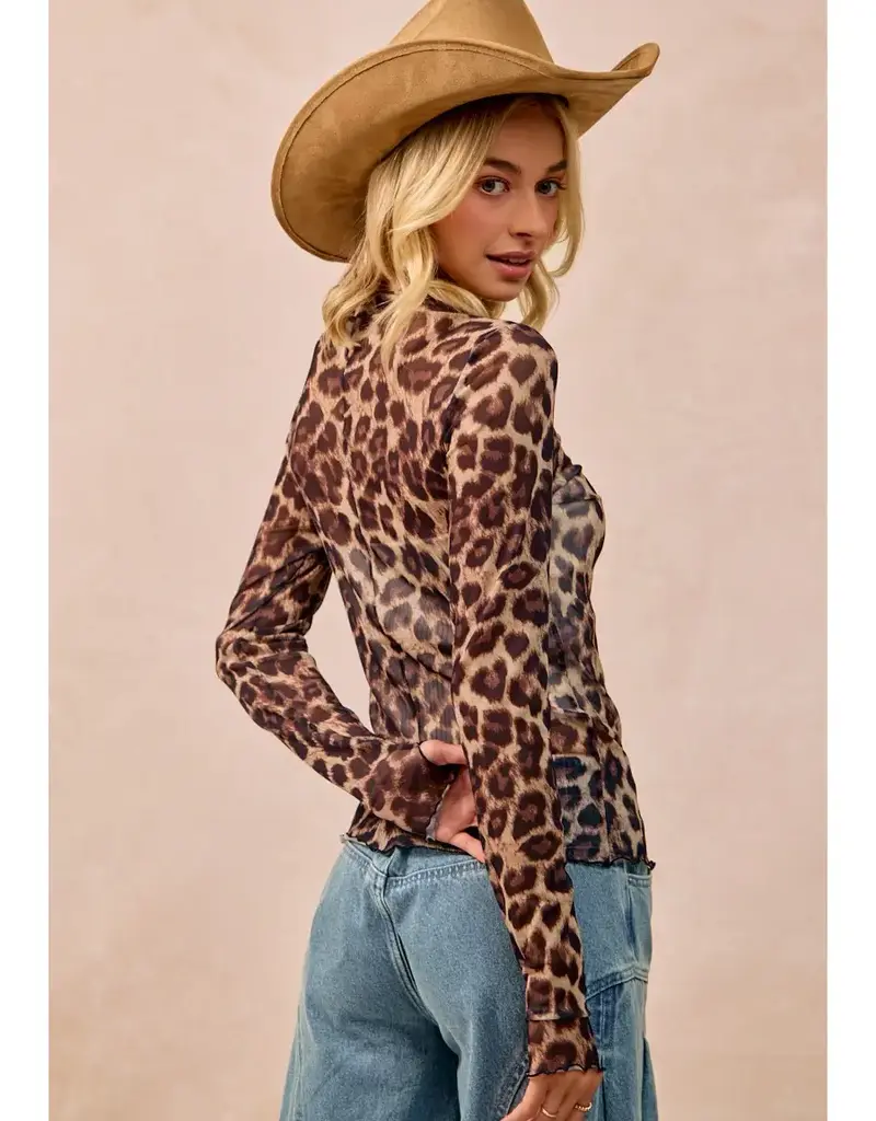 Leopard Print Mesh Top