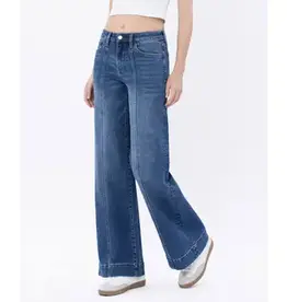 High Rise Trouser Hem Wide Leg Jean