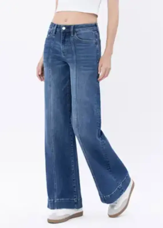 High Rise Trouser Hem Wide Leg Jean