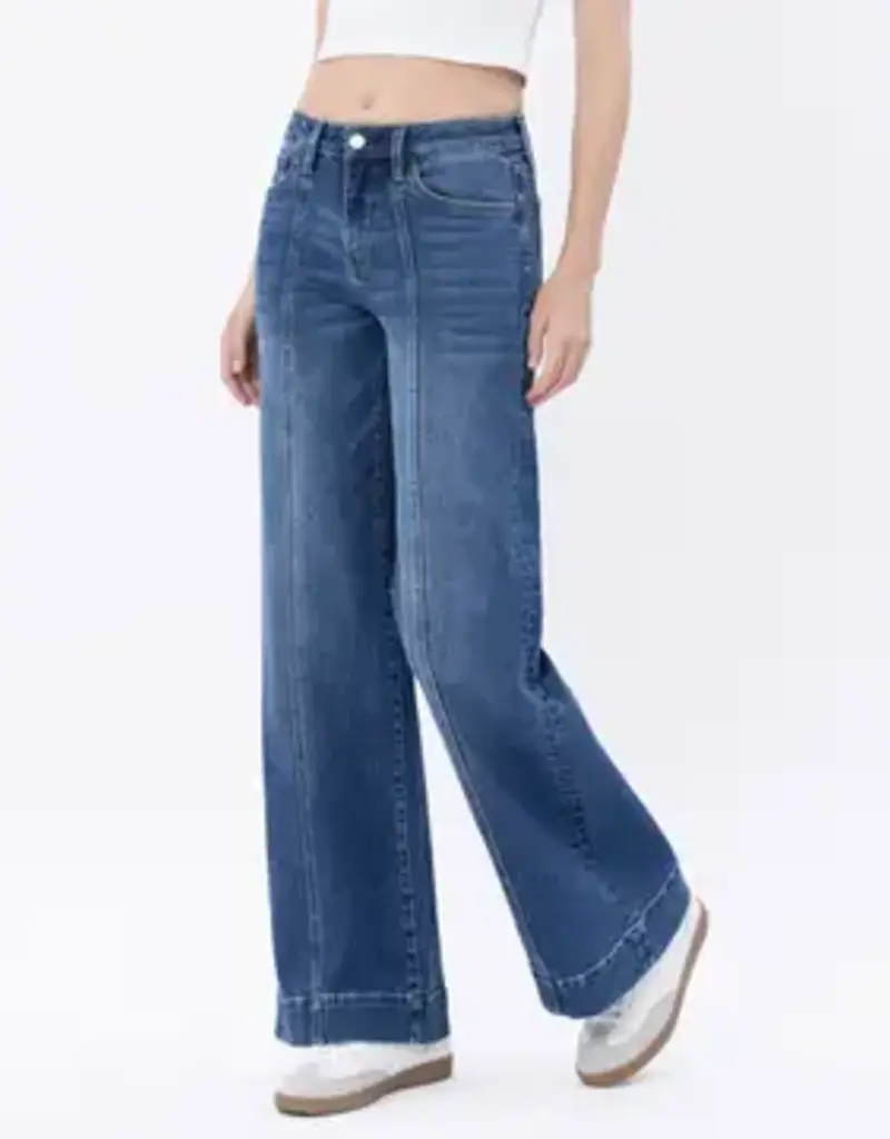 High Rise Trouser Hem Wide Leg Jean
