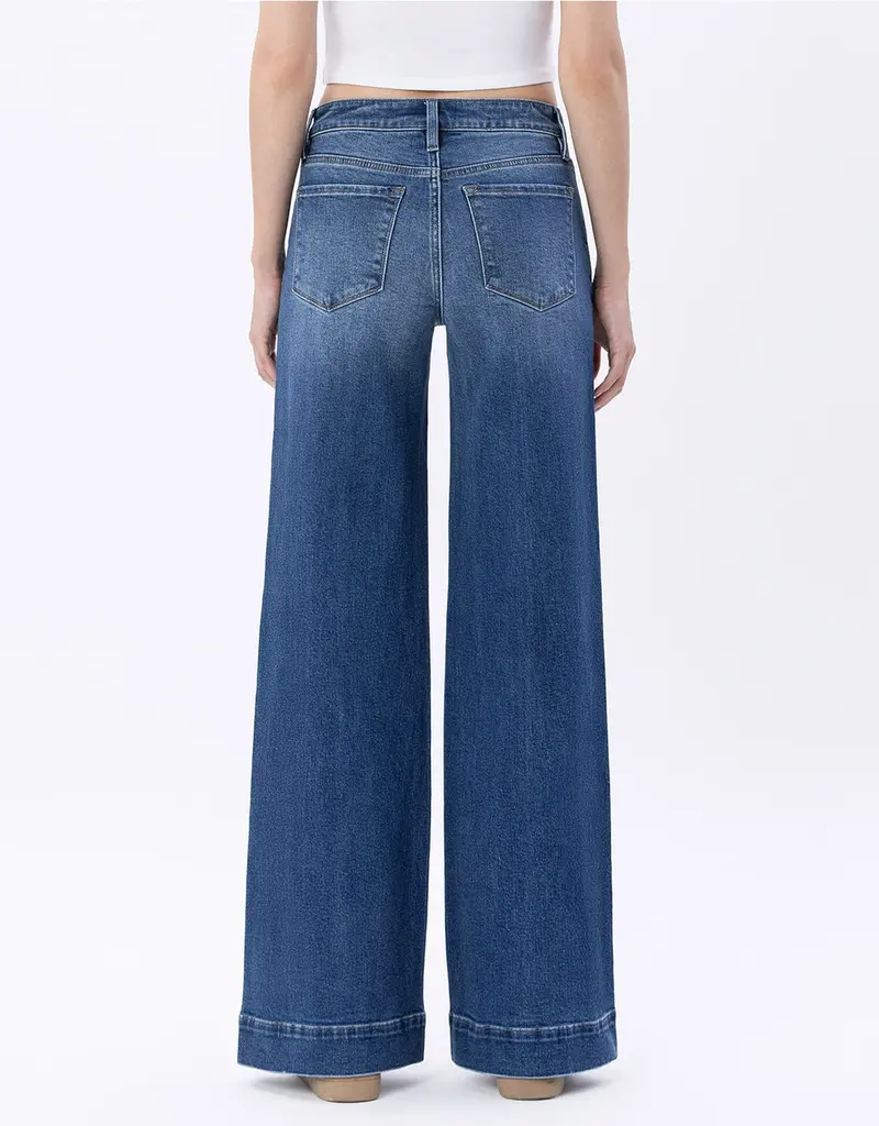 High Rise Trouser Hem Wide Leg Jean
