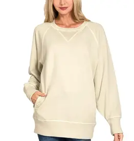 Pigment Dyed French Terry Pullover with Pockets