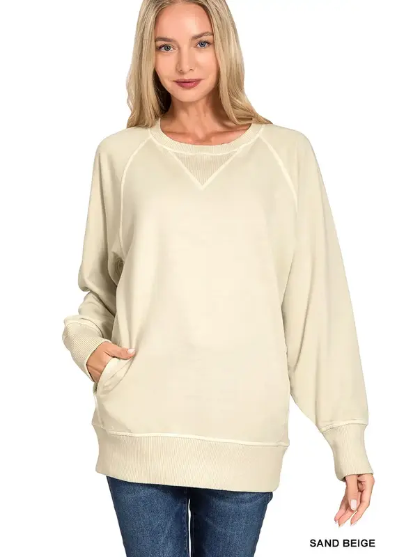 Pigment Dyed French Terry Pullover with Pockets