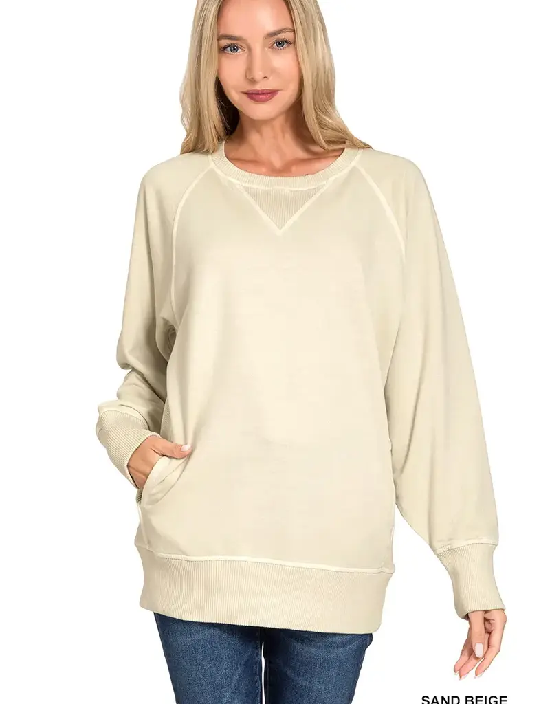 Pigment Dyed French Terry Pullover with Pockets