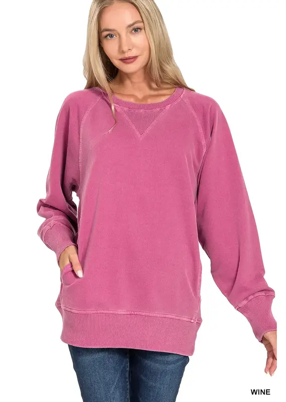 Pigment Dyed French Terry Pullover with Pockets