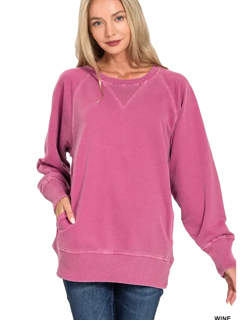 Pigment Dyed French Terry Pullover with Pockets