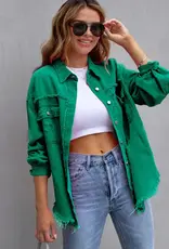 Distressed Shirt/Jacket With Frayed Hem