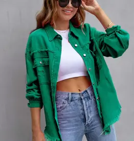 Distressed Shirt/Jacket With Frayed Hem