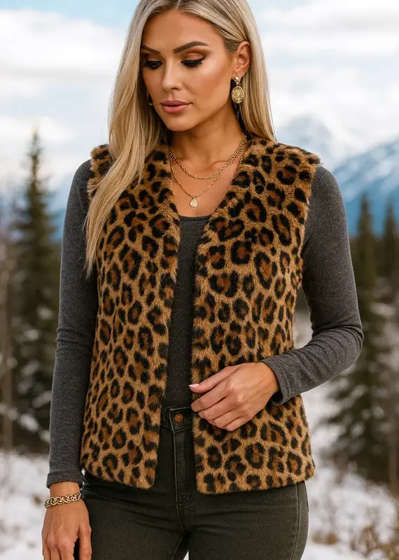 Leopard Faux Fur Vest