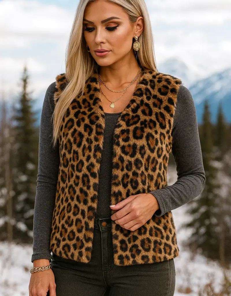 Leopard Faux Fur Vest