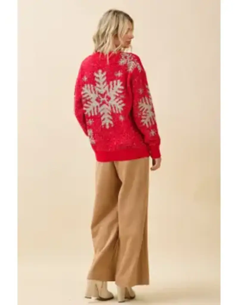 Festive Red Snowflake Sweater