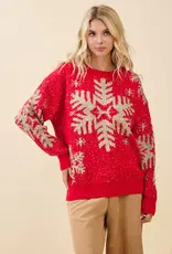 Festive Red Snowflake Sweater