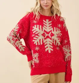 Festive Red Snowflake Sweater