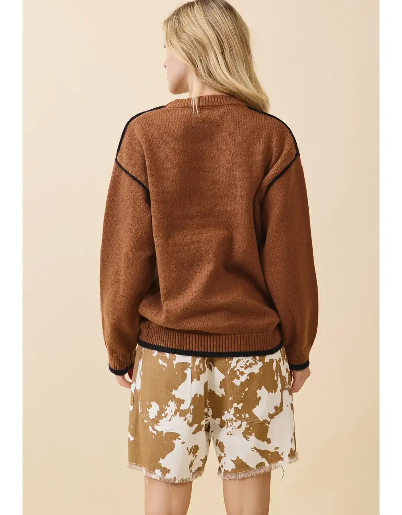 Knit Sweater With Contrast-Trim