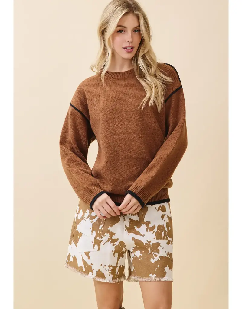 Knit Sweater With Contrast-Trim