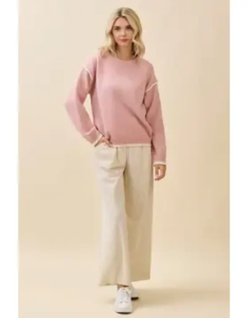 Knit Sweater With Contrast-Trim