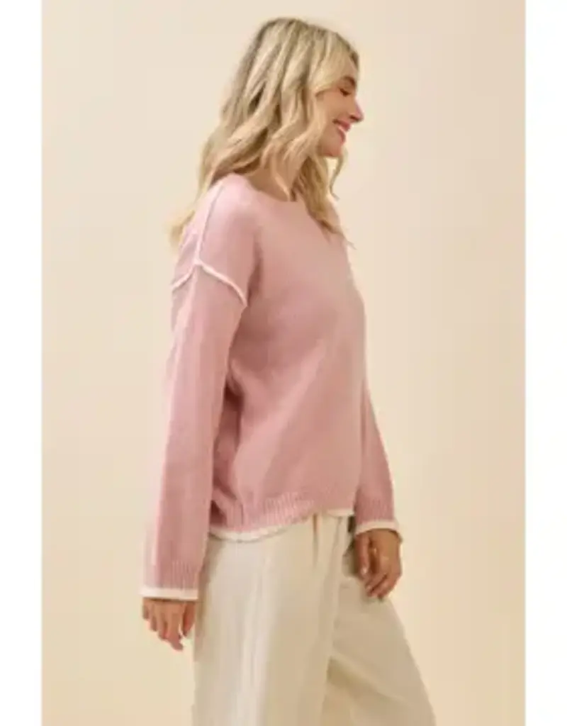 Knit Sweater With Contrast-Trim