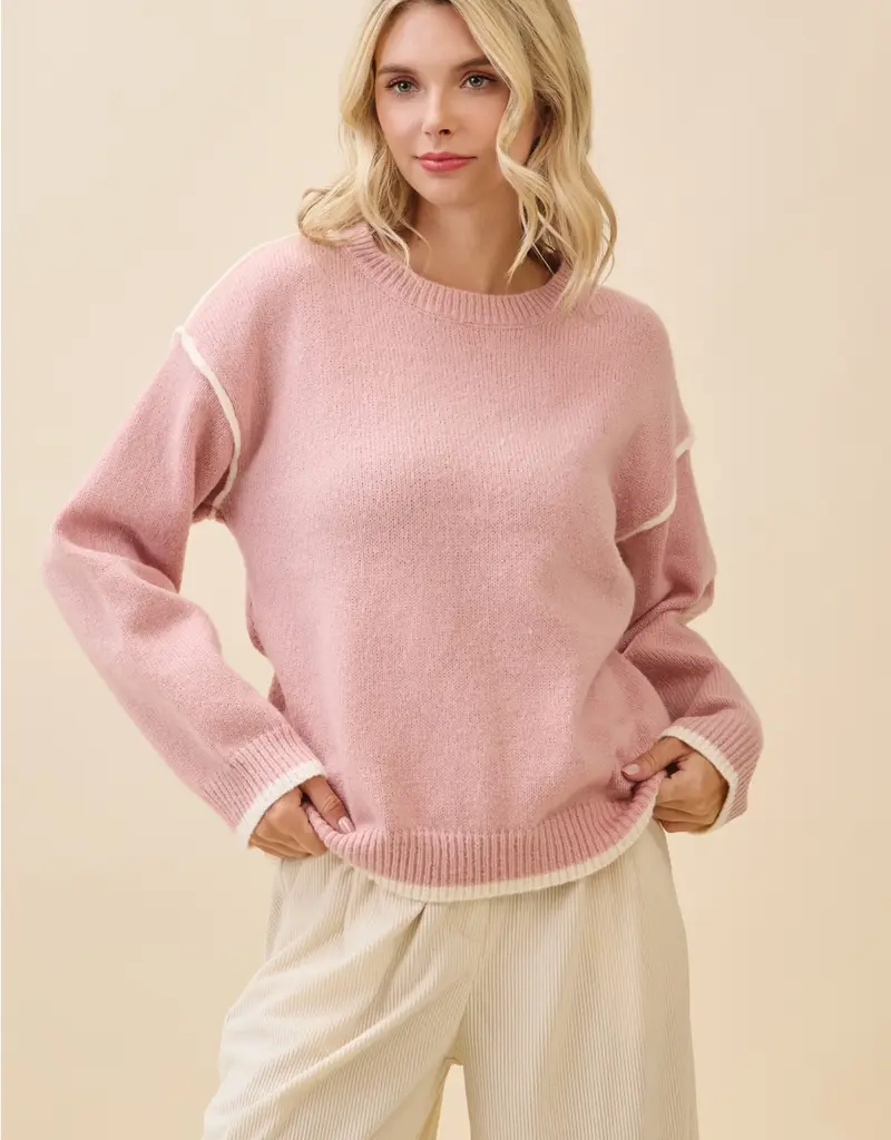 Knit Sweater With Contrast-Trim