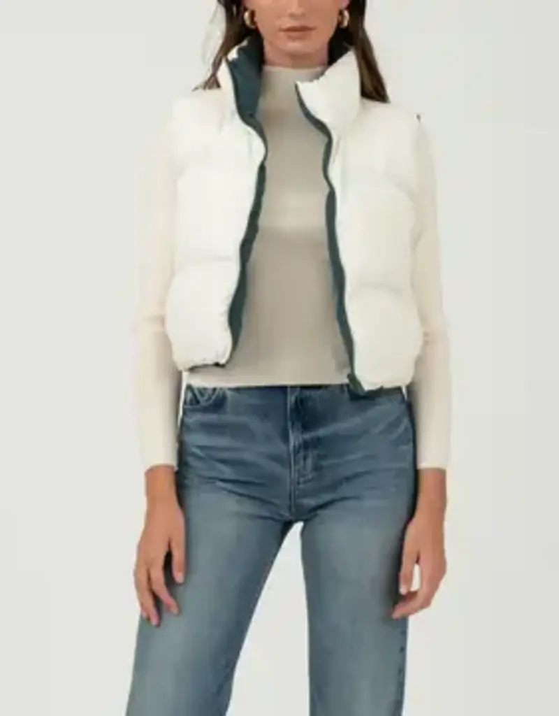 Reversible Zip Up Cropped Puffer Vest