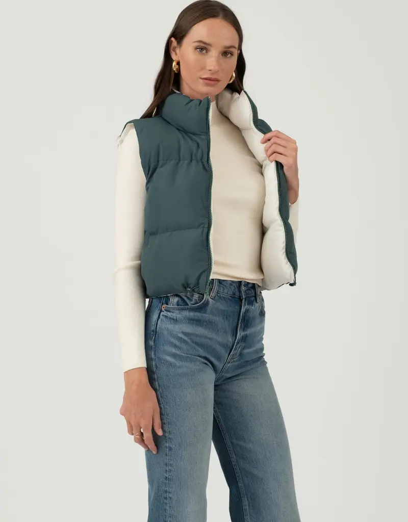 Reversible Zip Up Cropped Puffer Vest