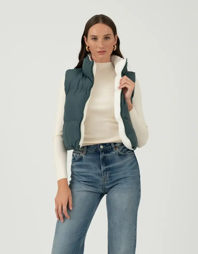Reversible Zip Up Cropped Puffer Vest