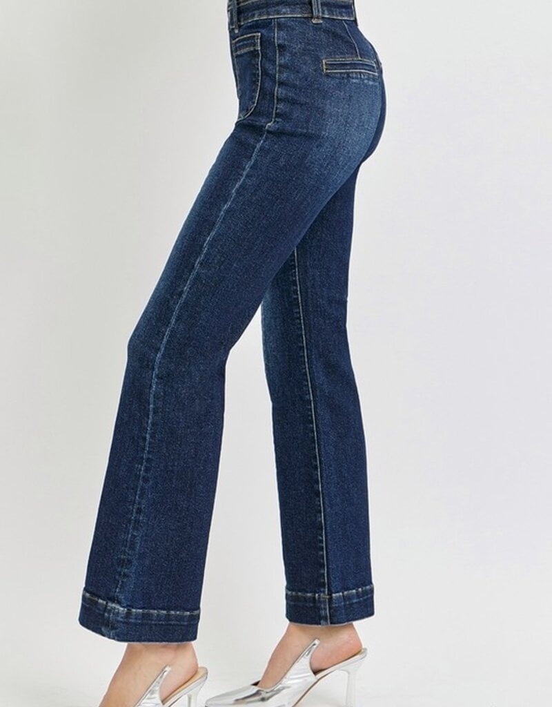 High Rise Ankle Bootcut Double Waist Band Jeans