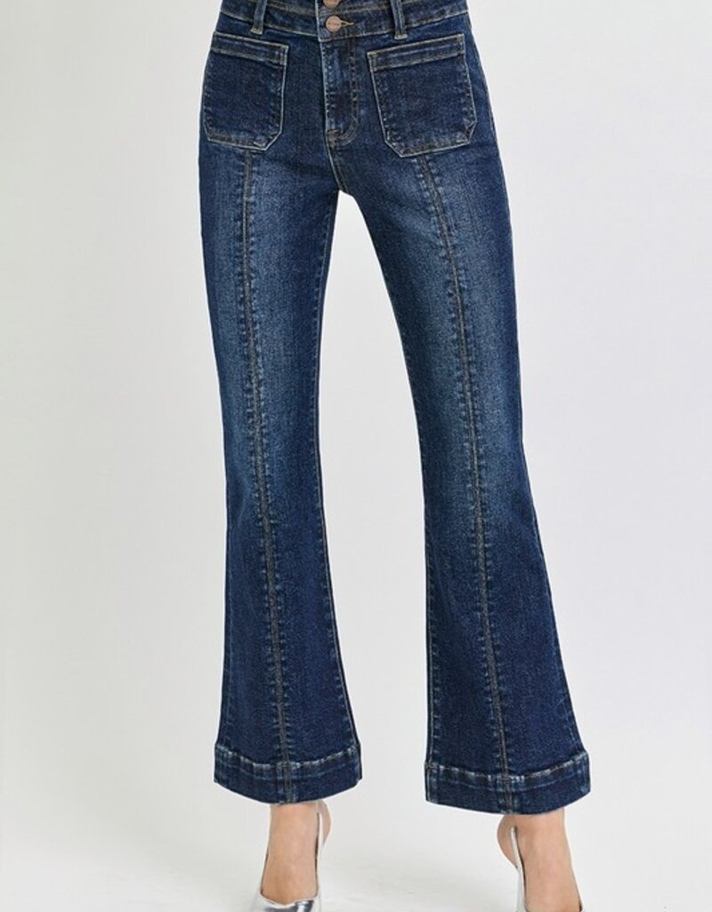 High Rise Ankle Bootcut Double Waist Band Jeans