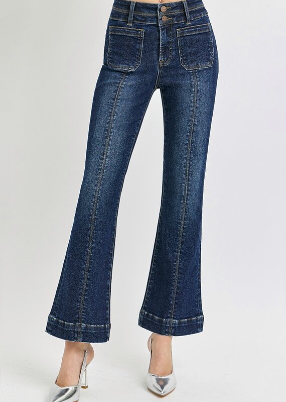 High Rise Ankle Bootcut Double Waist Band Jeans