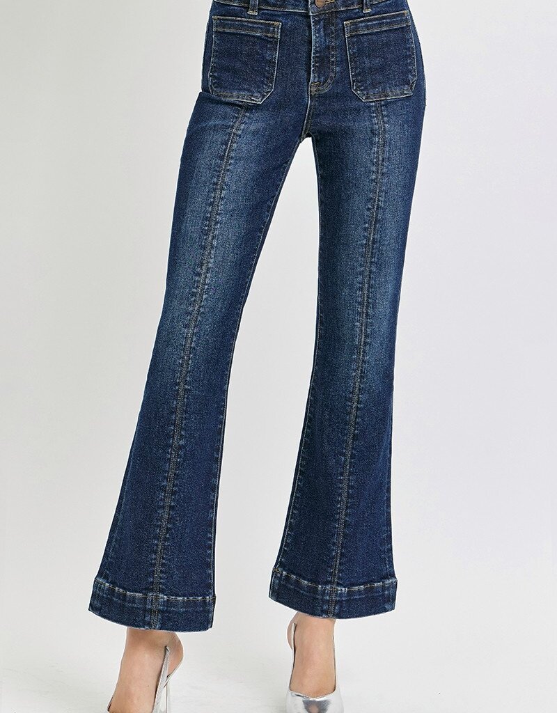 High Rise Ankle Bootcut Double Waist Band Jeans