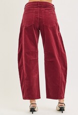 Slouchy Ankle Barrel Corduroy Pants