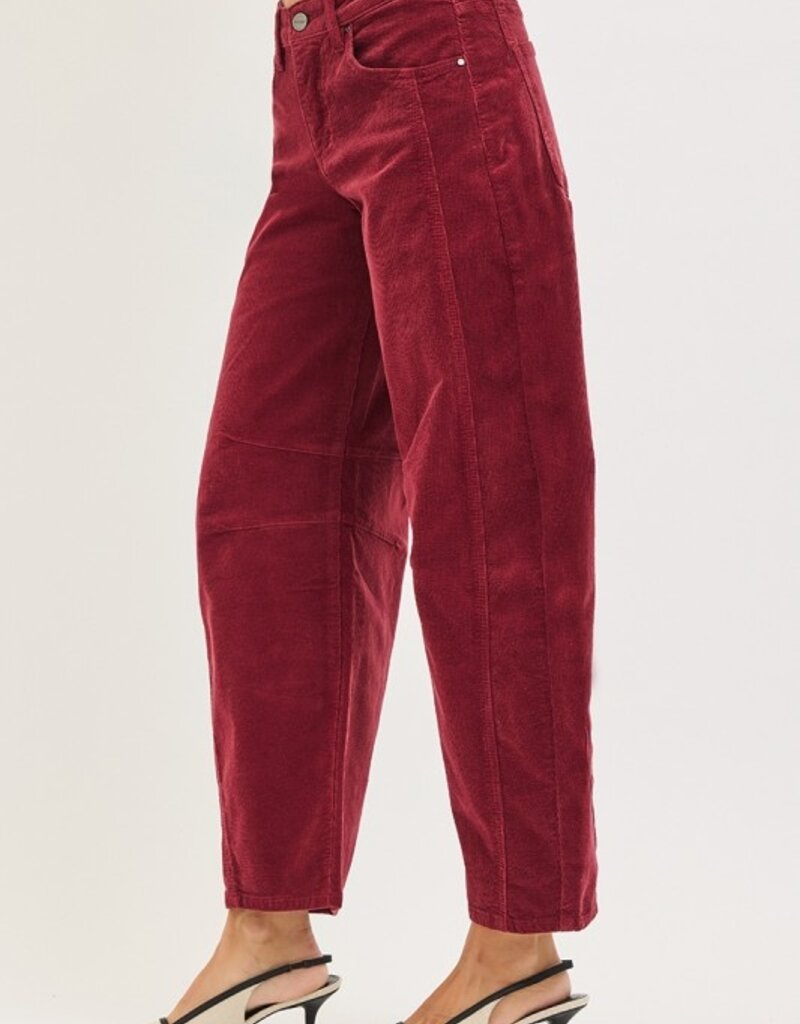 Slouchy Ankle Barrel Corduroy Pants