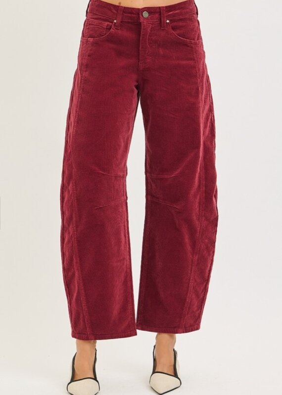 Slouchy Ankle Barrel Corduroy Pants
