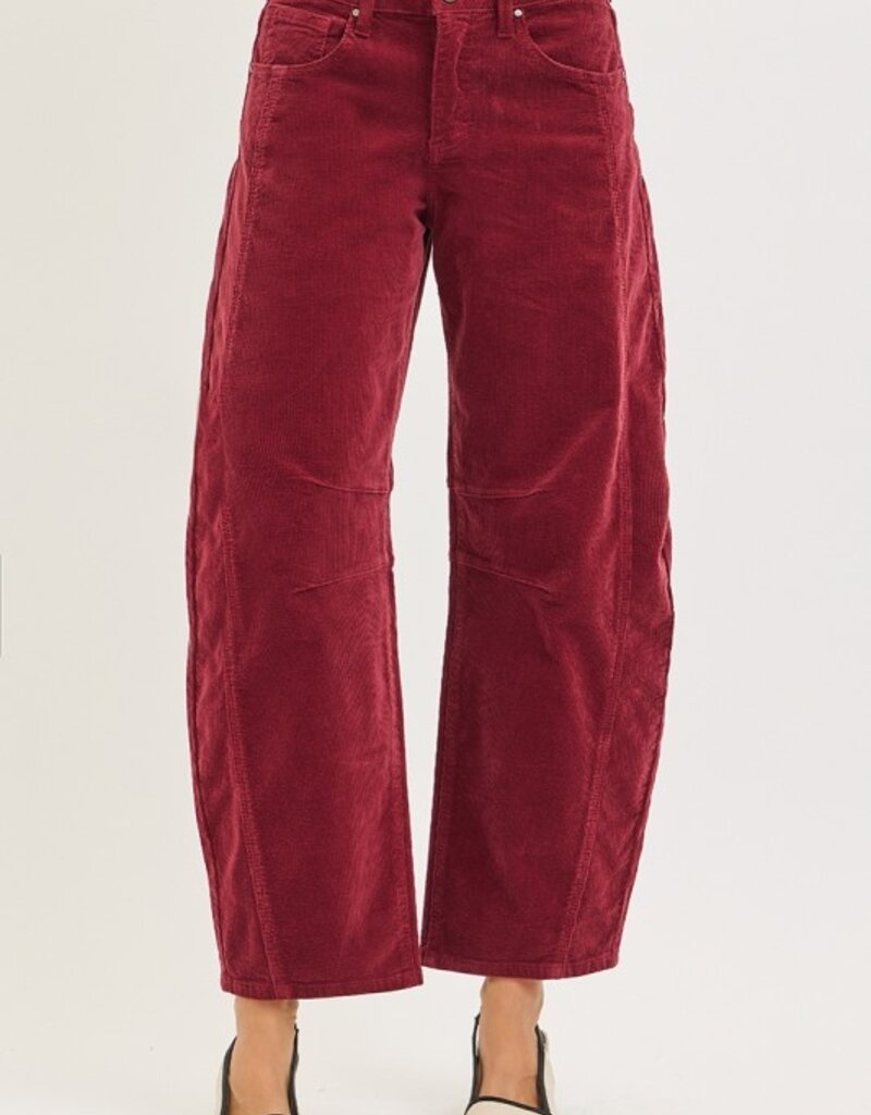 Slouchy Ankle Barrel Corduroy Pants