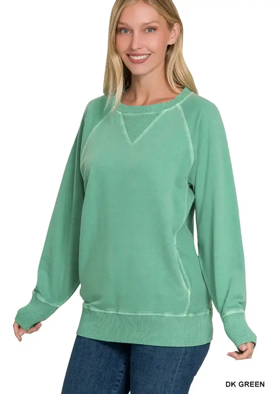 Pigment Dyed French Terry Pullover with Pockets