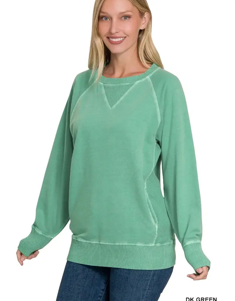 Pigment Dyed French Terry Pullover with Pockets