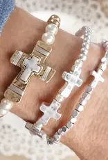 Faithful Trio – Boho Cross Stretch Bracelet Set