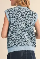 Leopard Knit Sweater Vest